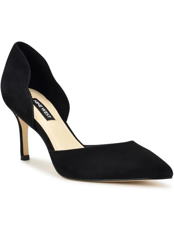 Women's ankle - strap stiletto heel pumps with a cut - out detailMence Womens Suede Pointed Toe D'Orsay Heels