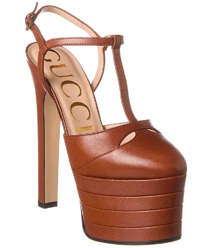 Women's date - night stiletto heel pumps with a sexy silhouetteGucci Leather Platform Pump