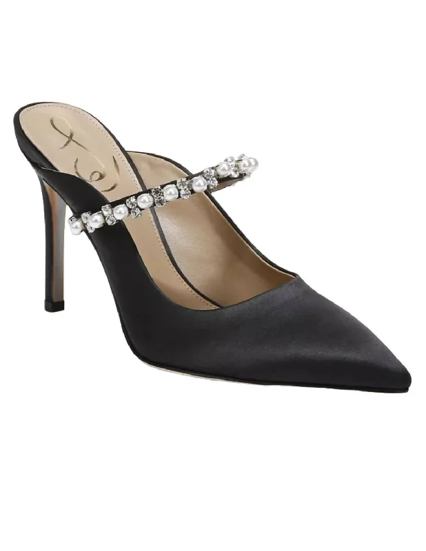 Women's lavender stiletto heel pumps for a delicate styleHyland Heels In Black Satin