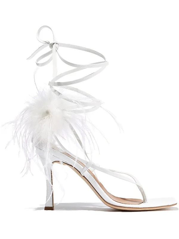 Women's peach stiletto heel pumps for a soft and feminine appealPaloma Womens Leather Feathered Pumps