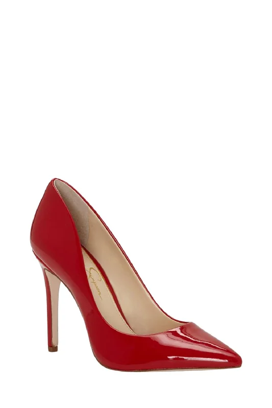 Women's velvet - covered stiletto heel pumps for a luxurious lookCassani Pumps In Red Patent