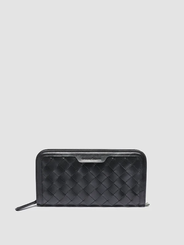 Women's Geometric - Patterned Loafers in Multicolor for a Fashion - Forward LookBERGE’ 101 - Black Woven Leather Wallet