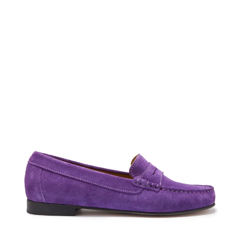 Elastic - Back Women's Loafers in Teal for Easy On - and - OffWomen's Penny Loafers Leather Sole, purple suede