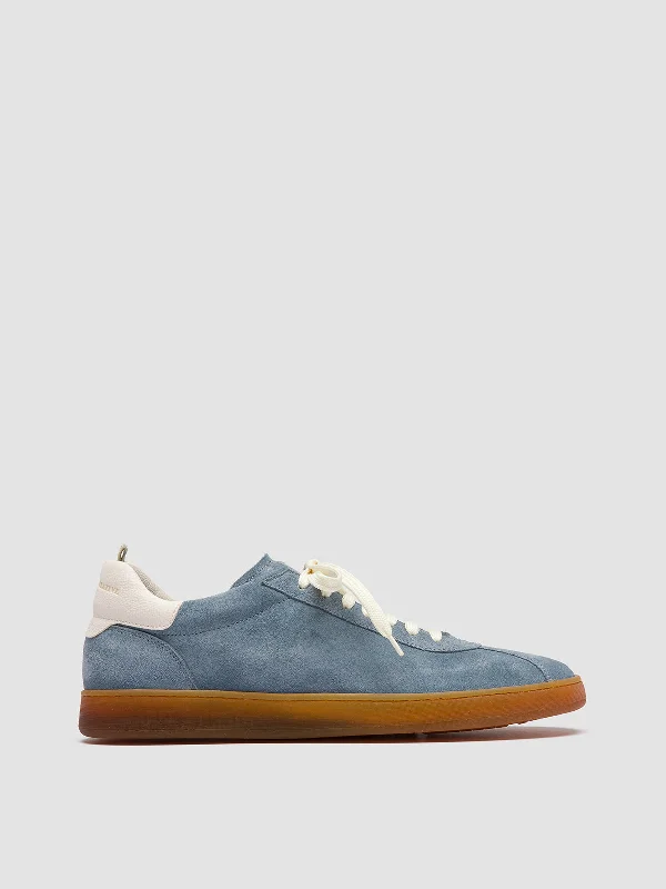 Sustainable Women's Recycled Material Loafers in Gray for Eco - Conscious ShoppersHALO 001 - Blue Leather and Suede Low Top Sneakers