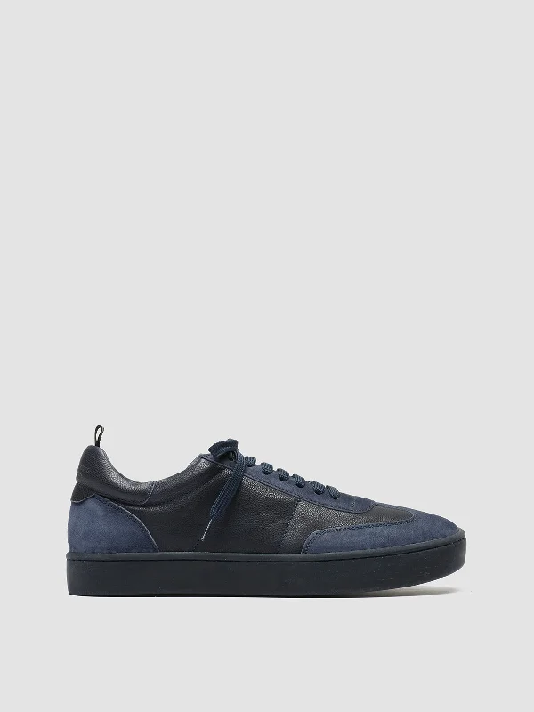 Slip - Resistant Women's Rubber - Sole Loafers in Navy for Wet ConditionsKOMBINED 001 - Blue Leather and Suede Low Top Sneakers