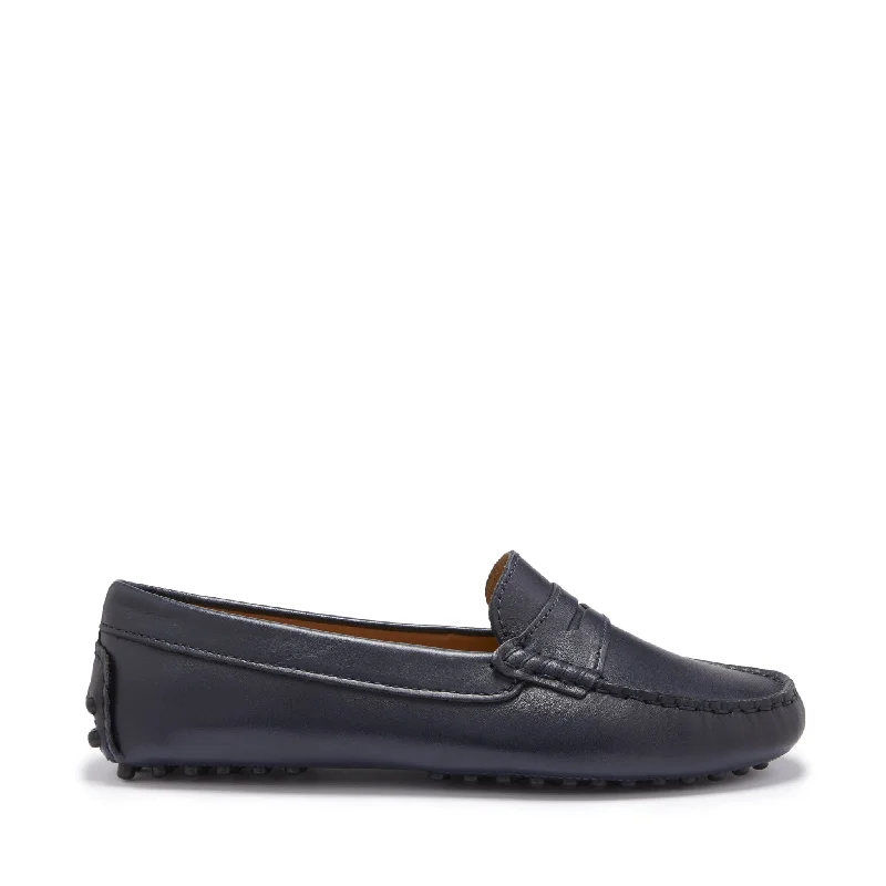 Women's Cashmere - Lined Loafers in Burgundy for Warmth in WinterWomen's Penny Driving Loafers, navy blue leather