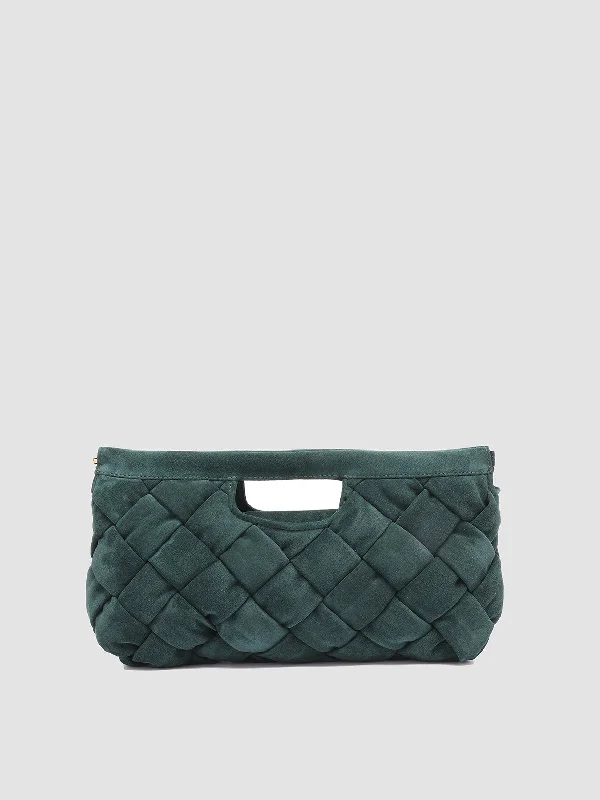 Sustainable Women's Recycled Material Loafers in Gray for Eco - Conscious ShoppersHELEN 026 Massive - Green Suede Clutch Bag