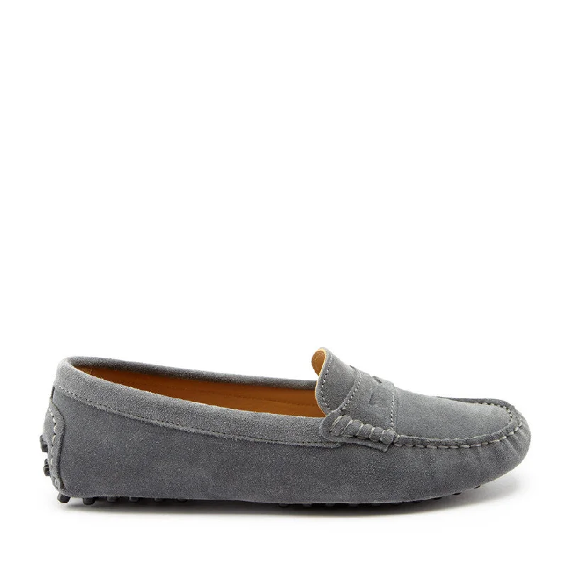 Women's Cashmere - Lined Loafers in Burgundy for Warmth in WinterWomen's Penny Driving Loafers, slate grey suede