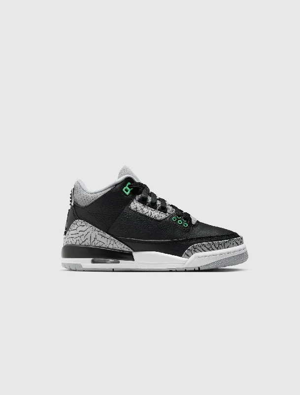 Wide - Width Women's Sneakers for Comfortable Fit for Those with Wider FeetAIR JORDAN 3 RETRO "BLACK/ GREEN GLOW" GS