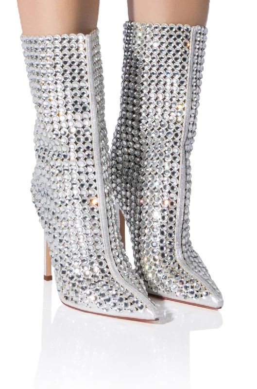 Women's Knee - High Lace - Up Boots in Brown with Buckle Accents for a Western VibeAZALEA WANG EMBELLISHED BOOTIE IN SILVER