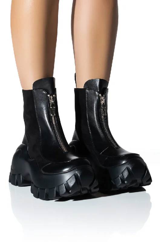 Women's Knee - High Leather Riding Boots in Black for a Classic Equestrian LookAZALEA WANG NORTH CHUNKY SNEAKER IN BLACK