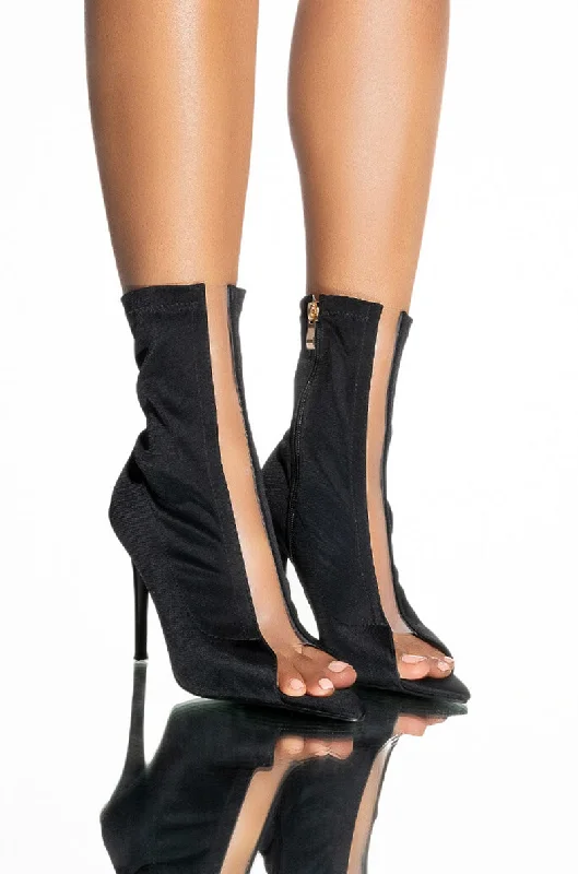 Women's Thigh - High Stretch Boots in Black for a Sexy and Alluring OutfitAZALEA WANG WORK FOR IT STILETTO BOOTIE IN BLACK