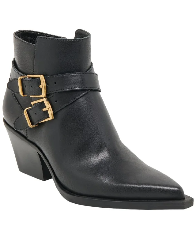 Women's Knee - High Leather Riding Boots in Black for a Classic Equestrian LookDolce Vita Rayner Leather Heeled Bootie