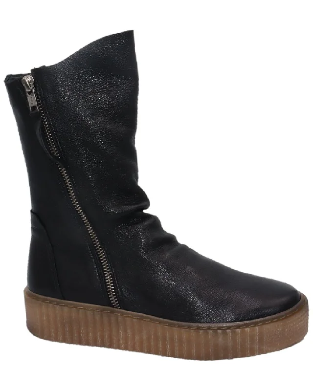 Women's Ankle Booties with Faux Leather and Furry Cuffs in Tan for a Cute and Warm StyleEric Michael Zendaya Leather Boot