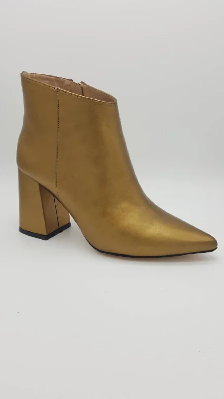 Women's Wedge - Heeled Ankle Boots in Navy Blue for a Comfortable and Trendy OptionJacinta Bootie In Gold