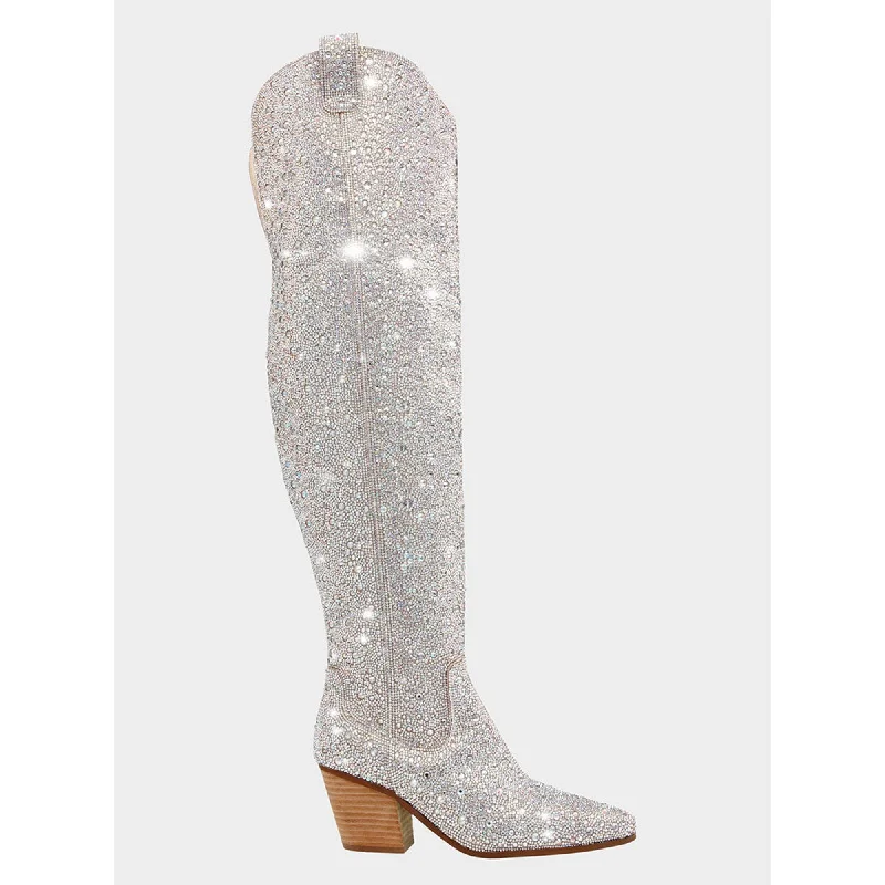 Women's Over - the - Knee Suede Boots in Taupe for a Stylish and Sophisticated OutfitRodeo Rhinestones