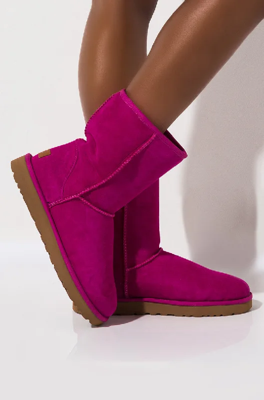 Women's Chunky - Heeled Chelsea Boots in Gray for a Casual and Trendy Everyday LookSEXY WEATHER FLAT FUCHSIA