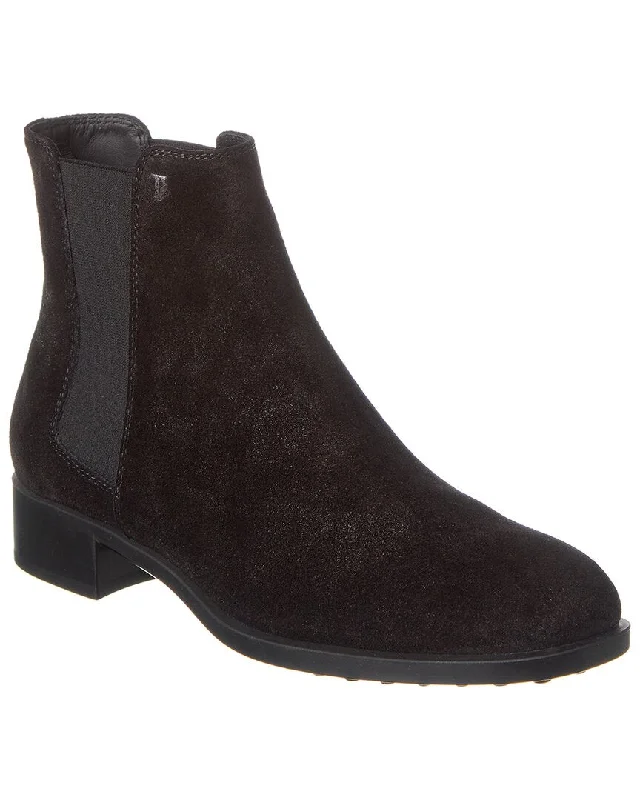 Women's Platform Chelsea Boots in Black for a Modern and Fashion - Forward AppearanceTOD’s Logo Suede Bootie