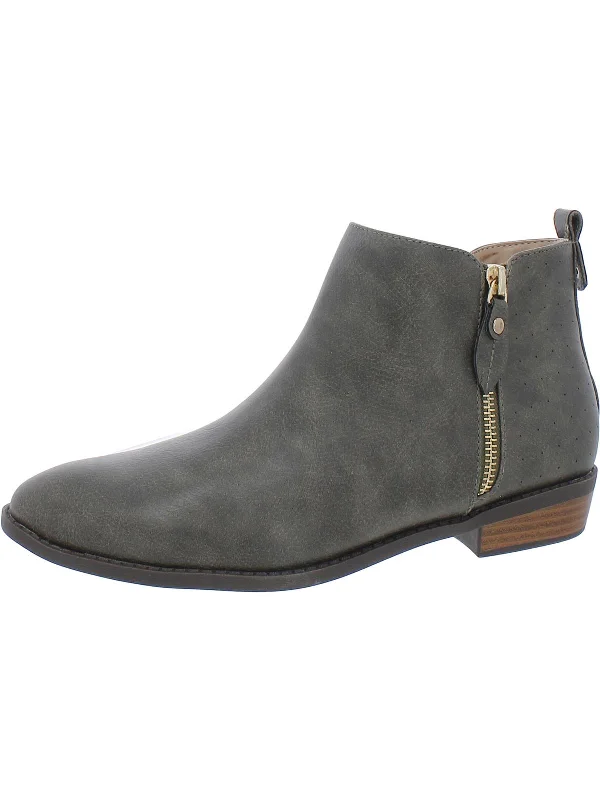 Women's Wedge - Heeled Ankle Boots in Navy Blue for a Comfortable and Trendy OptionWomens Dressy Lifestyle Ankle Boots