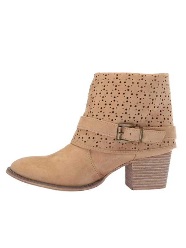 Women's Over - the - Knee Suede Boots in Taupe for a Stylish and Sophisticated OutfitWomen's Helena Fold Over Bootie In Tan