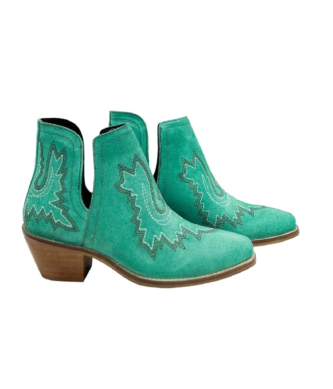 Women's Wedge - Heeled Ankle Boots in Navy Blue for a Comfortable and Trendy OptionWomen's Kickin' Booties In Turquoise Suede